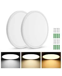 16" Flush Mount Ceiling Light 32W Led 3 Color Kitchen Lamp Home Fixture 2 Pack