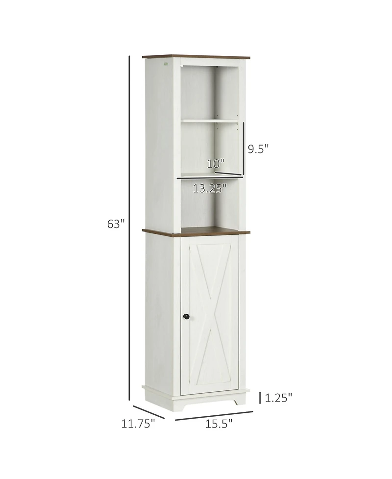 kleankin Slim Bathroom Storage Cabinet Freesding Linen Tower