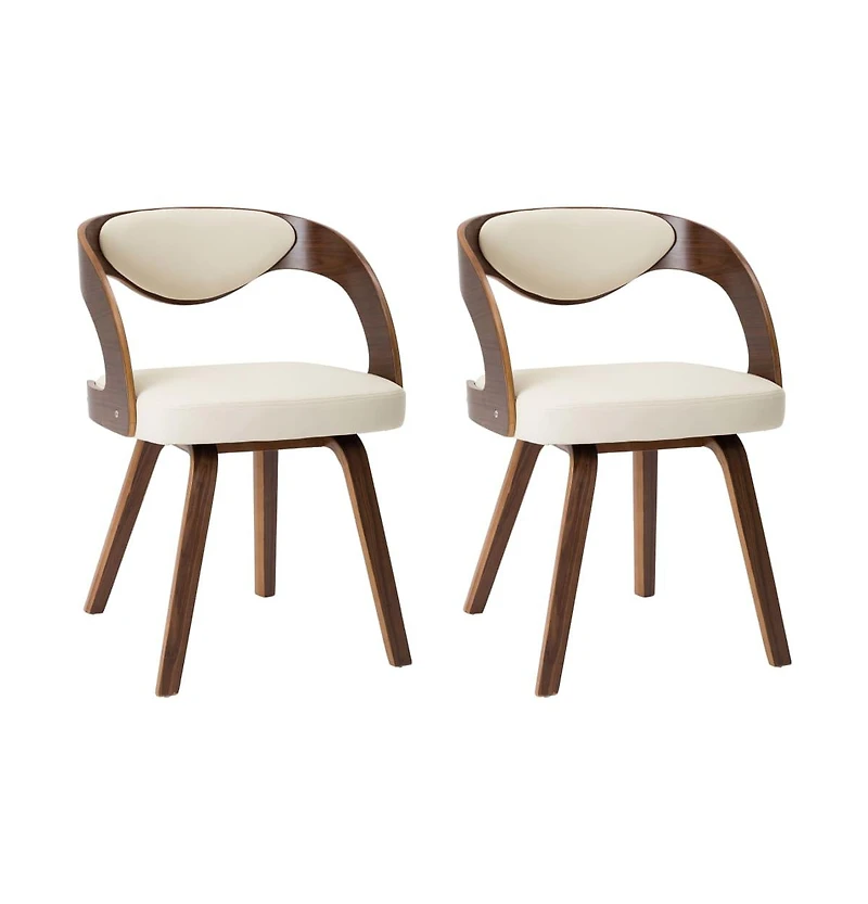 Dining Chairs 2 pcs Cream Bent Wood and Faux Leather