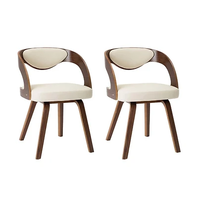 Dining Chairs 2 pcs Cream Bent Wood and Faux Leather