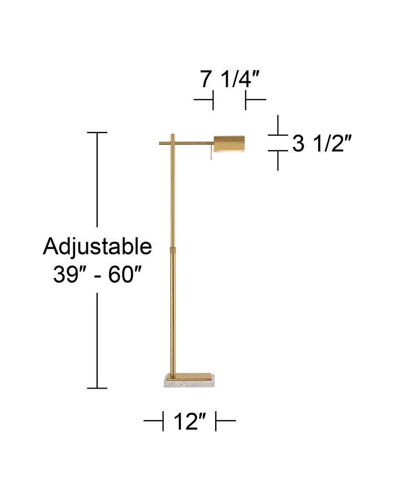 Possini Euro Design Traditional Pharmacy Floor Lamp 60" Tall Warm Gold Adjustable Swivel Head for Living Room Reading House Bedroom