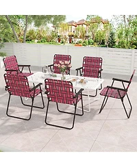 Costway 2PCS Folding Beach Chair Camping Lawn Webbing