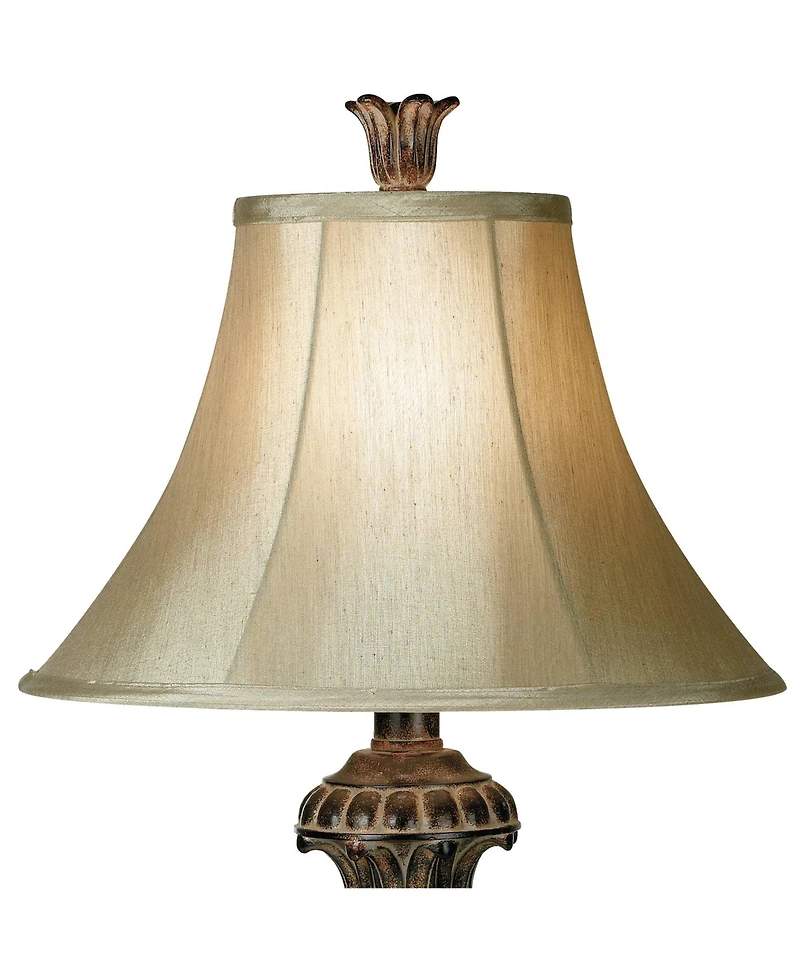Regency Hill Traditional Table Lamp Urn 25.5" High Two Tone Bronze Off White Bell Shade for Living Room Family Bedroom Bedside Nightstand