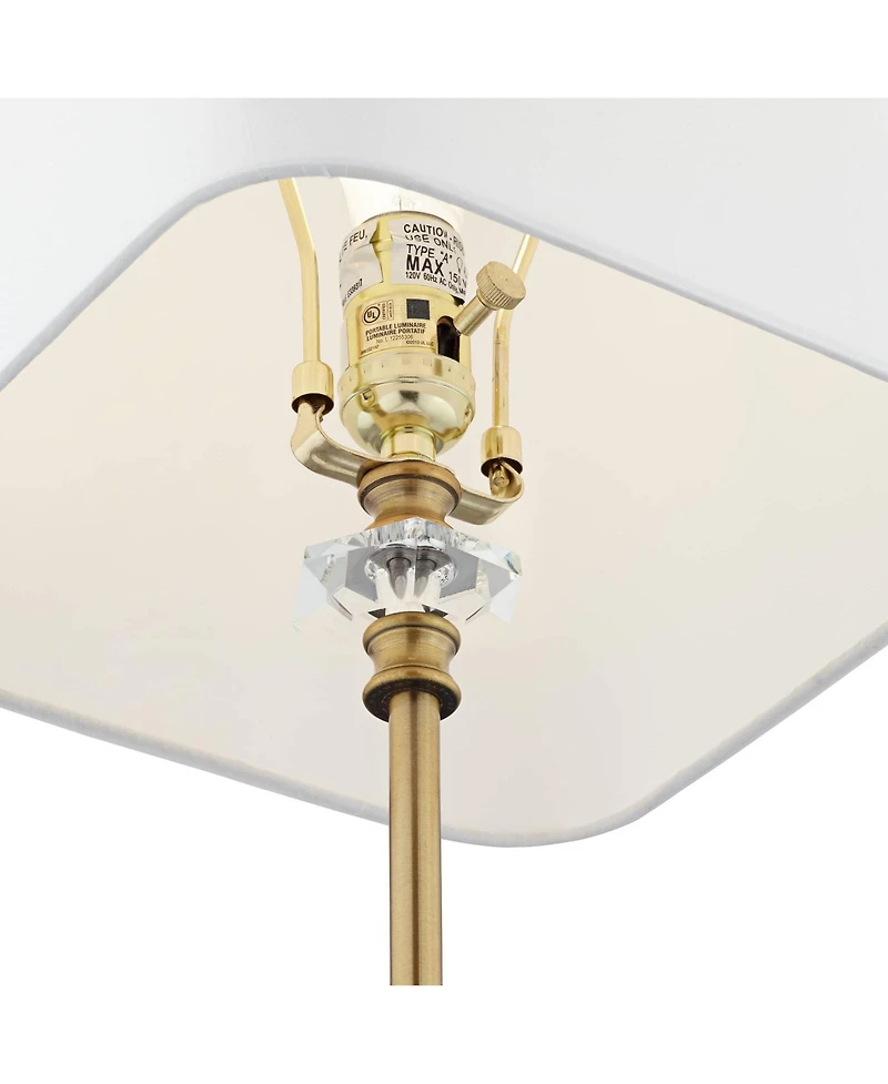 Regency Hill Julia Traditional Buffet Table Lamp 29 1/2" Tall Gold Crystal with Table Top Dimmer Fabric Tapered Drum Shade for Living Room Dining