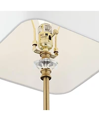 Regency Hill Julia Traditional Buffet Table Lamp 29 1/2" Tall Gold Crystal with Table Top Dimmer Fabric Tapered Drum Shade for Living Room Dining