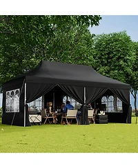 Slickblue 10 x 20 Ft Pop up Canopy with 6 Sidewalls and Windows Carrying Bag for Party Wedding Picnic