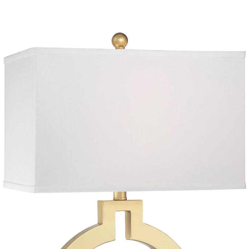 360 Lighting Modern Table Lamps 28 1/2" Tall Set of 2 with Usb Charging Port Brushed Gold Open Ring White Shade for Bedroom Living Room House Bed