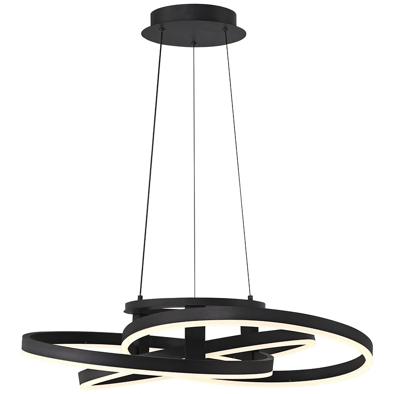 Possini Euro Design McKenna Sanded Black Pendant Light 26 1/2" Wide Modern Ribbon Led Fixture for Dining Room House Kitchen Island