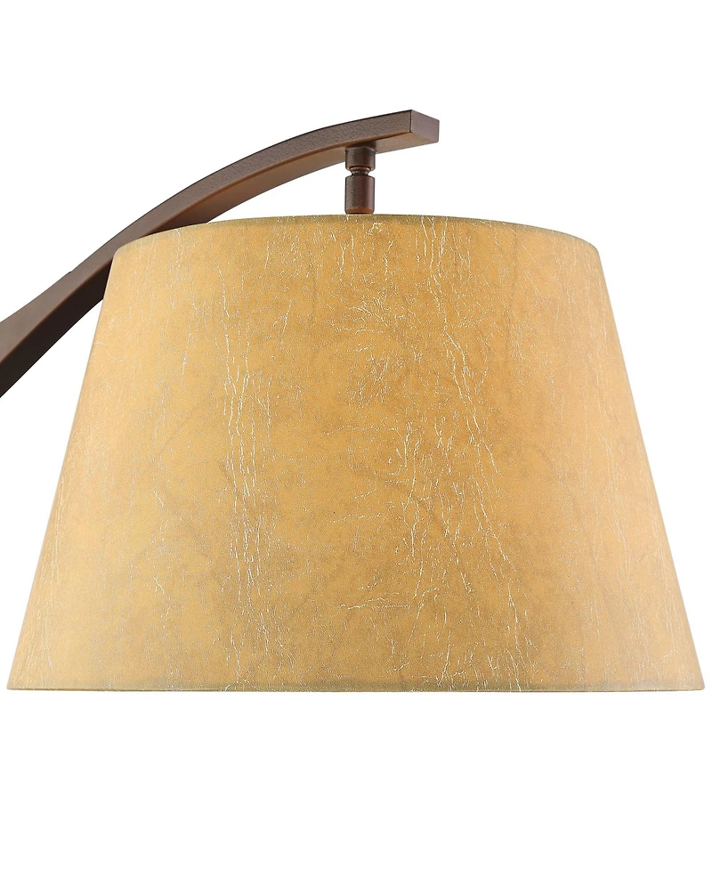 Franklin Iron Works Tahoe Rustic Industrial Downbridge Arc Floor Lamp 60" Tall Bronze Metal Faux Leather Empire Shade for Living Room Reading Bed