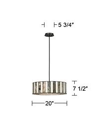 Robert Louis Tiffany Black Drum Pendant Chandelier 20" Wide Tiffany Style Black White Striped Art Glass Fixture for Kitchen