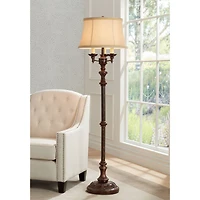 Barnes and Ivy Traditional Floor Lamp Candelabra Style 4-Light 64.5" Tall Italian Bronze Bell Shade for Living Room Reading Bedroom