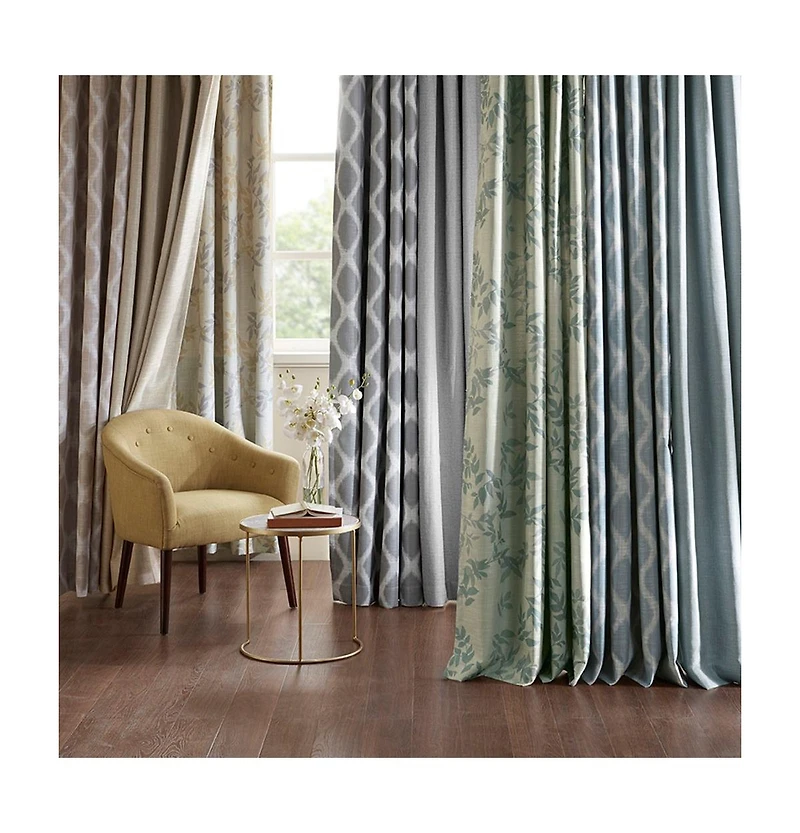 SunSmart Julie Botanical Blackout Curtain Panel for Bedroom, Grommet Top Single Living Room, Width 50 length 95 inches, Yellow Window Pane