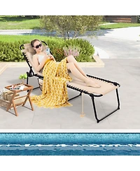 Costway 2 Pcs Patio Folding Chaise Lounge Chair Portable Sun Lounger with Adjustable Backrest