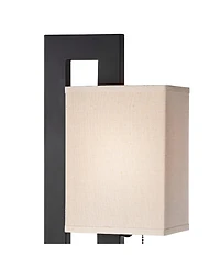 360 Lighting Modern Accent Table Lamp 20.5" High Rich Espresso Bronze Brown Open Rectangular Metal Base Oatmeal Floating Box Shade for Living Room Bed