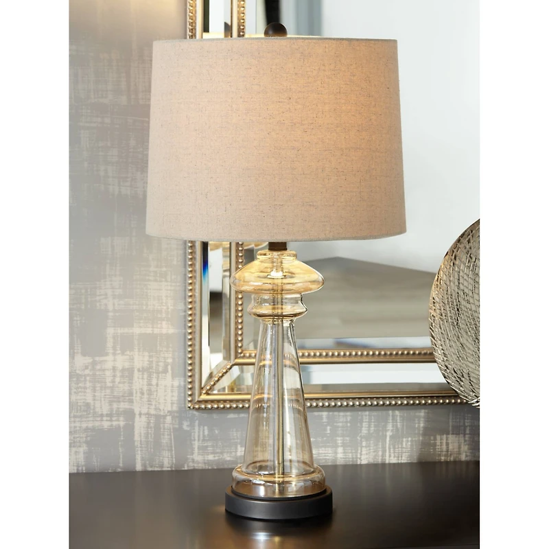 360 Lighting Dalia 27" Tall Traditional Table Lamp Champagne Glass Single Living Room Bedroom Bedside Nightstand House Office