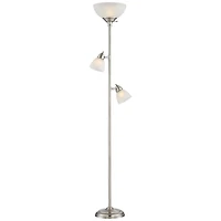 360 Lighting Ellery Modern Torchiere Floor Lamp with Side Lights 72" Tall Brushed Nickel Frosted White Glass Shade for Living Room Reading Bedroo