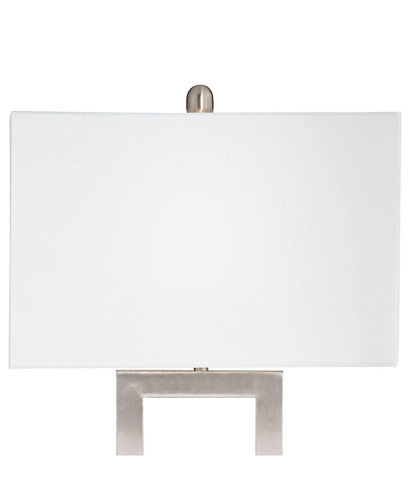 Todd Modern Table Lamp with Hotel Style Usb and Ac Power Outlet in Base 30" Tall Brushed Nickel Rectangle White Shade for Living Room Bedroom Hou