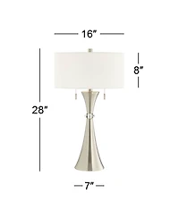 360 Lighting Rachel Modern Table Lamps 28" Tall Set of 2 Concave Column Hourglass Metal White Drum Shade for Bedroom Living Room Bedside Nightsta
