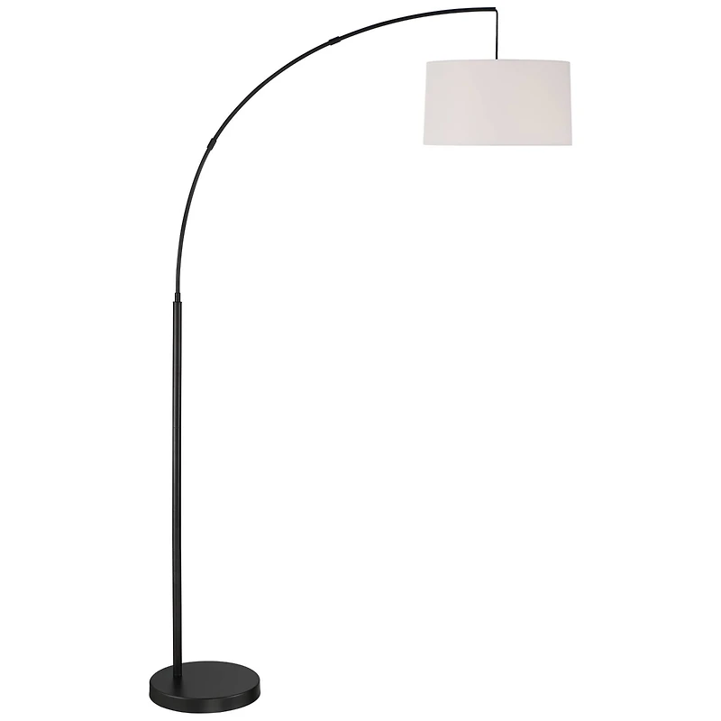 360 Lighting Modern Arc Floor Lamp with Usb Charging Port 72" Tall Black White Linen Drum Shade for Living Room Reading House Home
