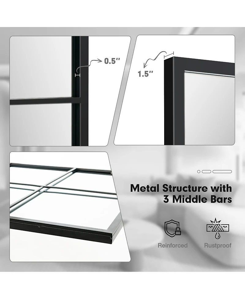 Metal Wall Mirror Large Window Decorative Farmhouse Mirror Square28'' x40''