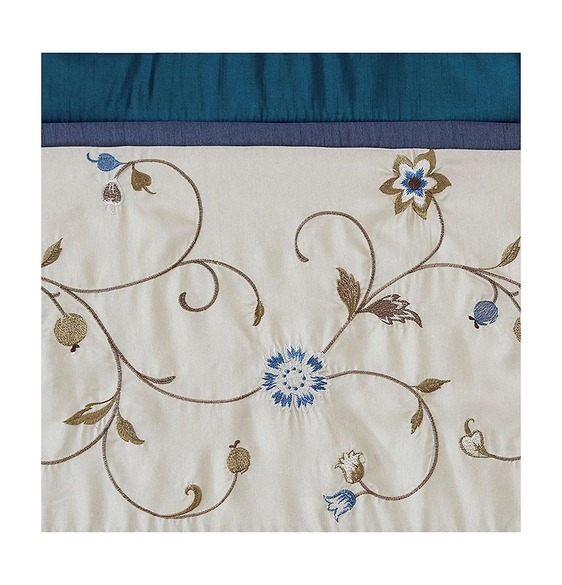Embroidered floral embroidery Window Valance for Bedroom and kitchen, Lining and 3" rod pocket fits up to 1.25" diameter rod valances for wi