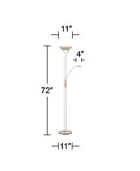 360 Lighting Canby Modern Torchiere Floor Lamp with Side Light 72" Tall Brushed Nickel Dimmable Led for Living Room Reading Bedroom Office House