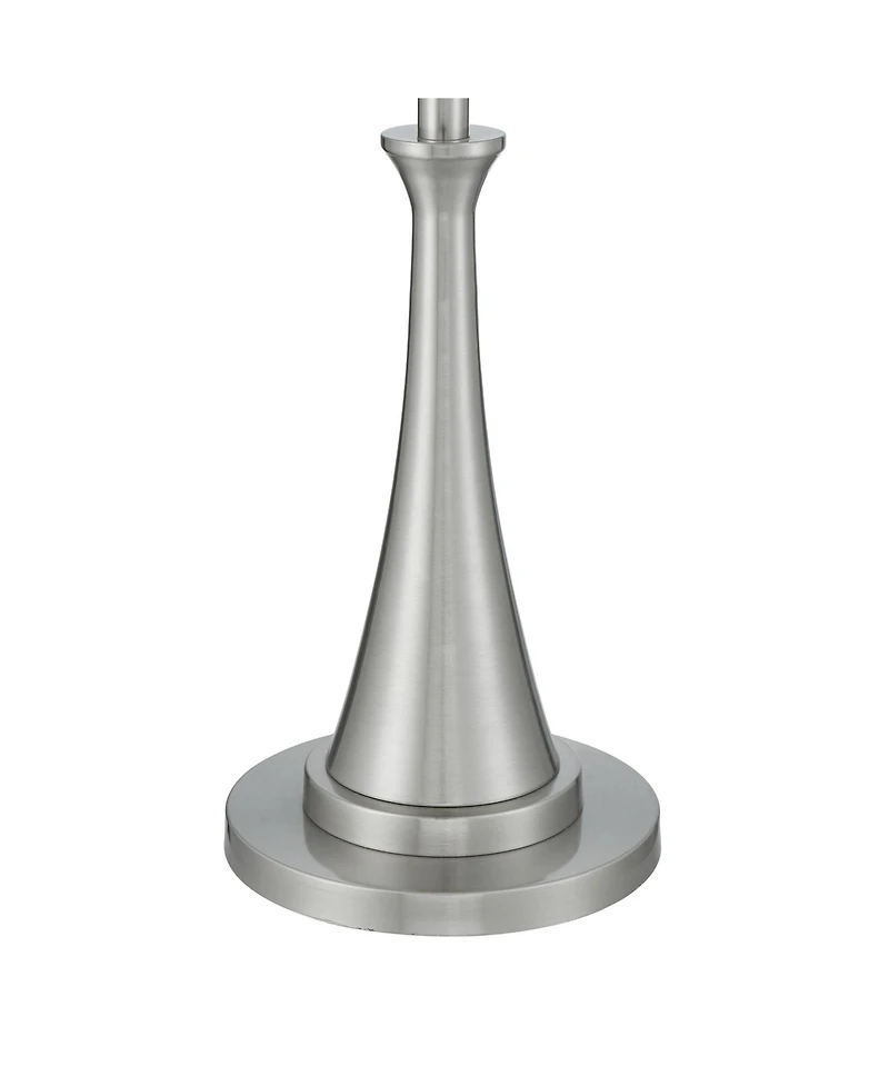 360 Lighting Karl Modern Floor Lamp Standing 63 3/4" Tall Brushed Nickel Metal White Tapered Drum Shade for Living Room House Bedroom Office Fami