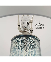 360 Lighting Marcus Modern Table Lamp 30" Tall Mercury Glass Column Shape White Drum Shade for Bedroom Living Room Bedside Nightstand Office Kids
