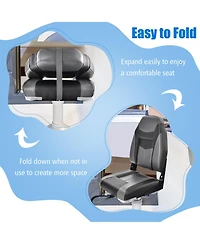 2 Pack High Back Folding Boat Seats with Sponge Cushion & Flexible Hinges