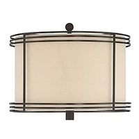 Barnes and Ivy Henson Industrial Floor Lamp 63" Tall Bronze with Led Nightlight Earthy Fabric Drum Shade for Living Room Bedroom Office House Hom