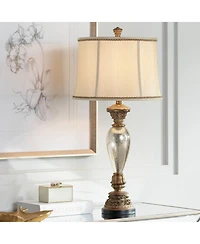 Barnes and Ivy Alsace 32 1/2" Tall Large Traditional End Table Lamp Gold Silver Mercury Glass Single Living Room Bedroom Bedside