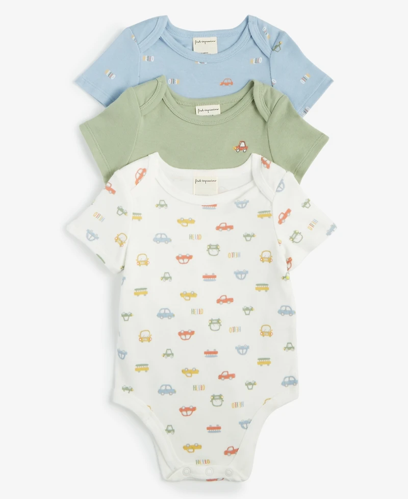 Baby Boys Travel Cotton Bodysuits, 3 Pack, Exclusively at Macy's