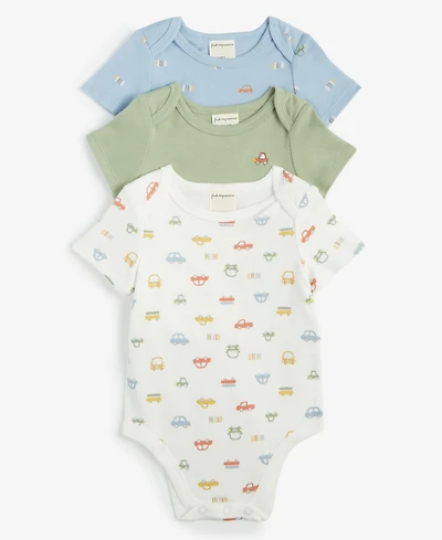 Baby Boys Travel Cotton Bodysuits, 3 Pack, Exclusively at Macy's