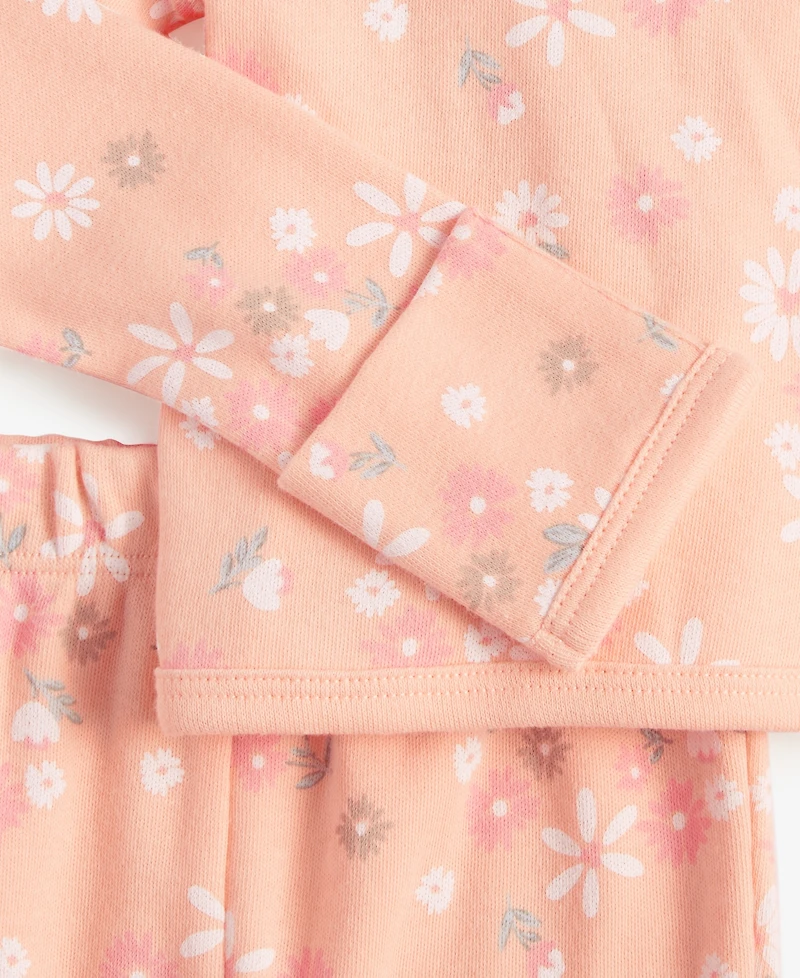 Baby Girls Secret Garden Cotton Hat, Cardigan & Footed Pants, 3 Piece Set, Exclusively at Macy's