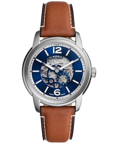 Fossil Men's Heritage Automatic Brown Leather Watch 43mm