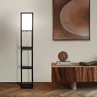 Maxwell 63" Led Shelf Column Floor Lamp with Lantern Shade