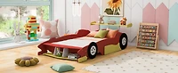 Streamdale Full Size Race Car-Shaped Platform Bed With Wheels, Blue