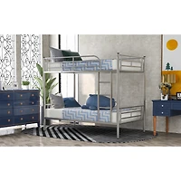 Simplie Fun Twin Over Twin Metal Bunk Bed (Silver)