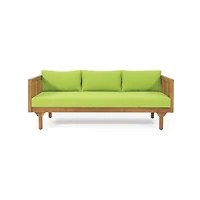 Streamdale Furniture Acacia Wood Daybed with Slat Paneling and Water-Resistant Cushions