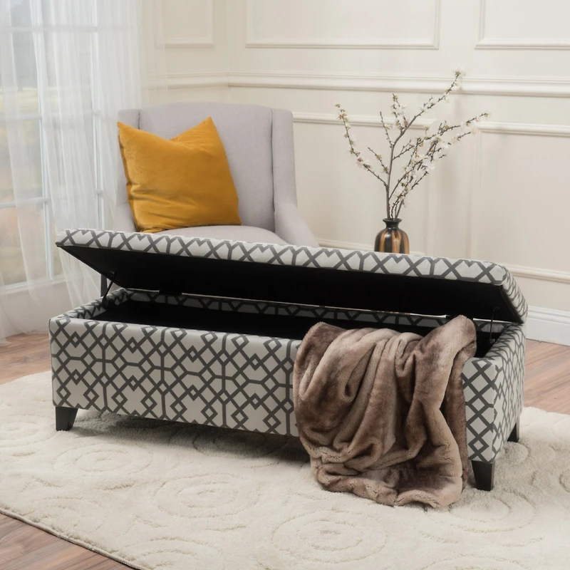 Streamdale Furniture Geo-Upholstered Storage Bench Style and Function in One