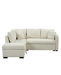 Simplie Fun Versatile L-Shaped Sofa Bed with Usb Ports, Movable Ottoman, & Pull-Out