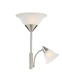 360 Lighting Jordan Modern Torchiere Floor Lamp with Side Lights 71 1/2" Tall Brushed Nickel Alabaster Glass Shade for Living Room Reading Bedroo
