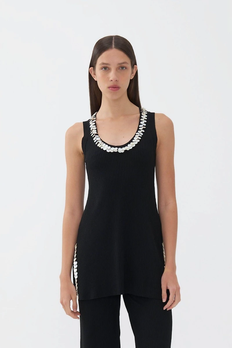 Nocturne Women's Mother of Pearl Beaded Knit Top