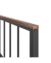 Simplie Fun Queen Metal Platform Bed with Headboard and Footboard