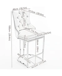 Streamdale Modern Gray Velvet Bar Stools Set Of 2