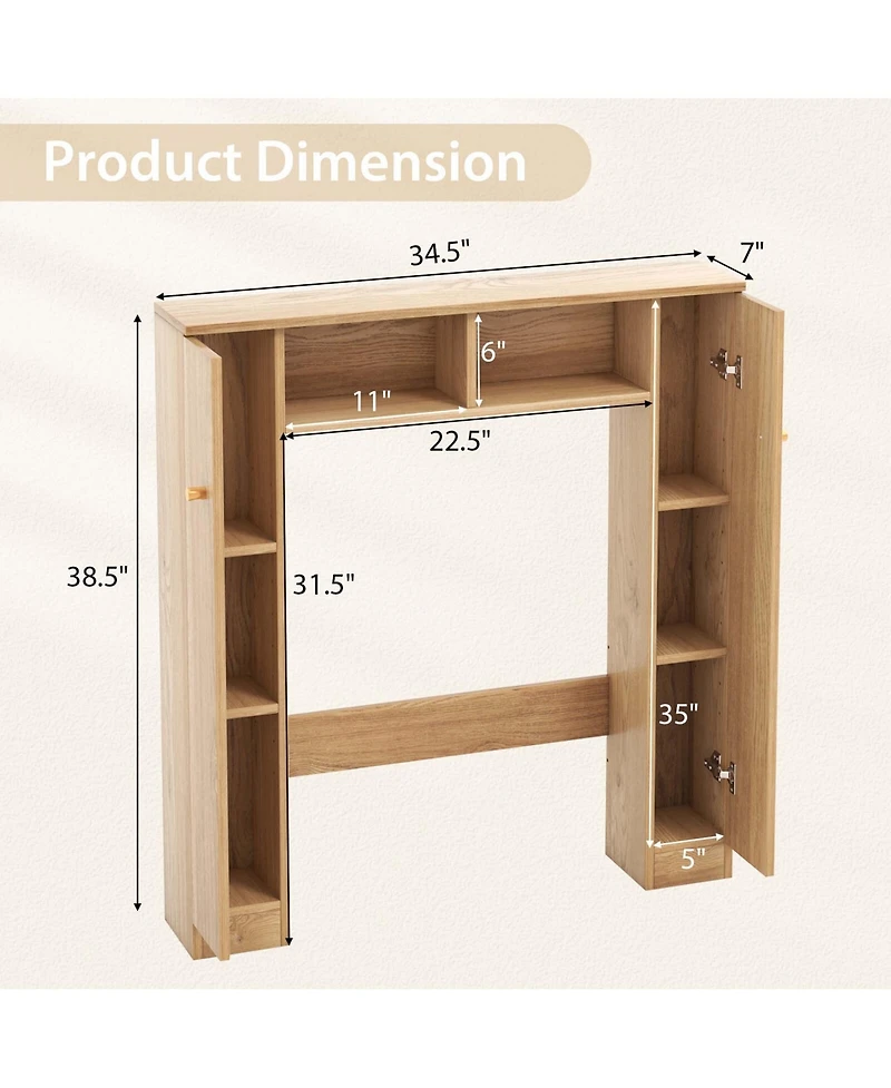 Costway Over The Toilet Storage Cabinet Double Door Bathroom Organizer