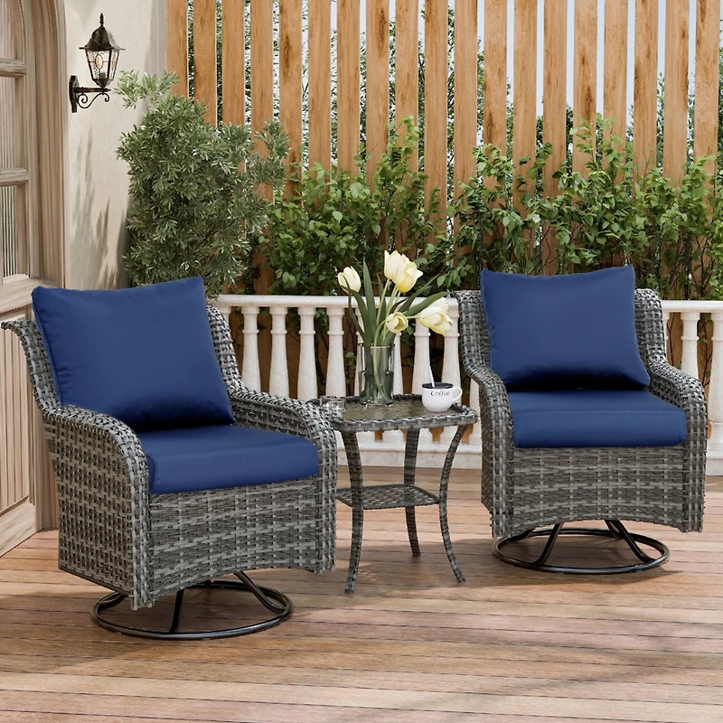 Aoodor Outdoor Chair Cushions Set of 2, 21"x21", Water Resistant Deep Seat with Handle & Adjustable Straps.