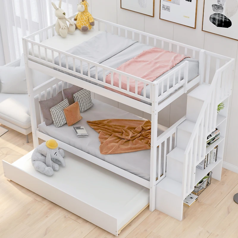 Streamdale Twin Over Bunk Bed With Trundle And Storage