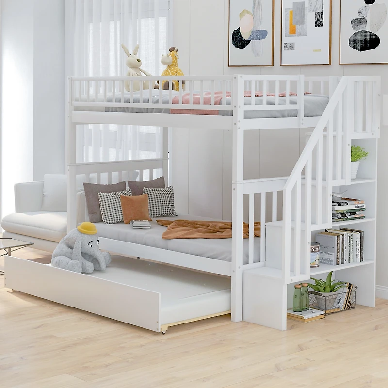 Streamdale Twin Over Bunk Bed With Trundle And Storage