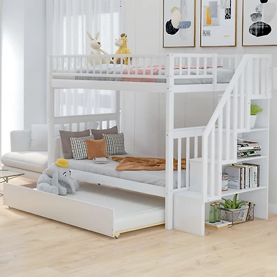 Streamdale Twin Over Bunk Bed With Trundle And Storage